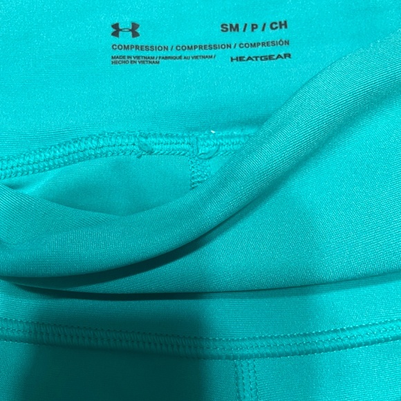 Under Armour Heat Gear Ankle Leggings Aqua Teal S - Picture 2 of 5